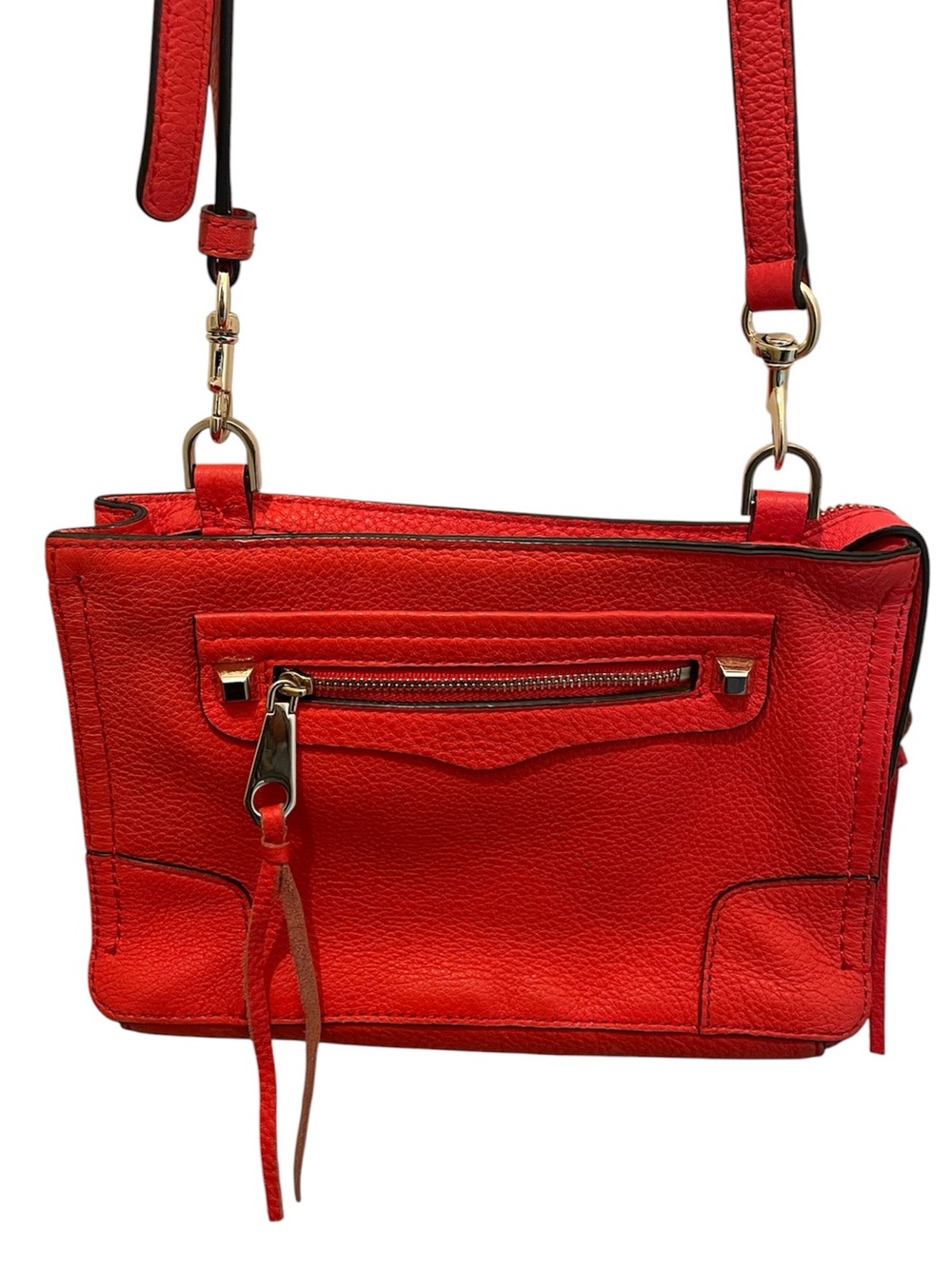 Rebecca Minkoff Red Pebbled Leather Crossbody Bag with Gold Hardware
